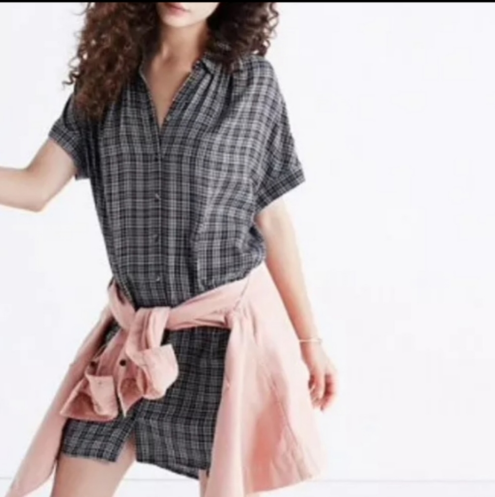 Madewell Thompson Plaid Central Shirt Dress